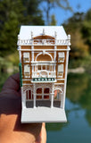 COLOR Miniature HO-Scale Victorian World Main Street Arcade Building Assembled White 1:87 by Gold Rush Bay
