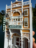 COLOR Miniature HO-Scale Victorian World Main Street Arcade Building Assembled White 1:87 by Gold Rush Bay