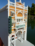COLOR Miniature HO-Scale Victorian World Main Street Arcade Building Assembled White 1:87 by Gold Rush Bay