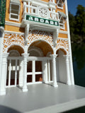 COLOR Miniature HO-Scale Victorian World Main Street Arcade Building Assembled White 1:87 by Gold Rush Bay