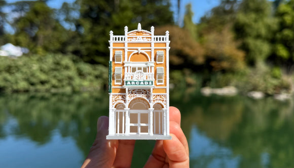 COLOR Miniature N-Scale Victorian World Main Street Arcade Building Assembled 1:160 by Gold Rush Bay