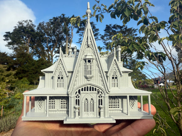 Miniature #41 Gray N-Scale Rotwood Cottage House Victorian Mansion Nevermore Dollhouse Assembled