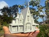Miniature #41 Gray N-Scale Rotwood Cottage House Victorian Mansion Nevermore Dollhouse Assembled