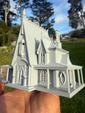 Miniature #41 Gray HO-Scale Rotwood Cottage House Victorian Mansion Nevermore Dollhouse Assembled
