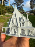 Miniature #41 Gray HO-Scale Rotwood Cottage House Victorian Mansion Nevermore Dollhouse Assembled