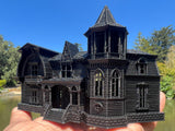 Small Black Miniature #37 N-Scale Munster Family Mansion Mockingbird Victorian House Built