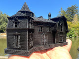 Small Black Miniature #37 N-Scale Munster Family Mansion Mockingbird Victorian House Built