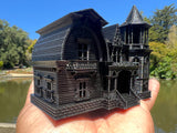 Small Black Miniature #37 N-Scale Munster Family Mansion Mockingbird Victorian House Built