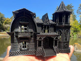 Small Black Miniature #37 N-Scale Munster Family Mansion Mockingbird Victorian House Built