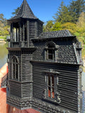 Small Black Miniature #37 N-Scale Munster Family Mansion Mockingbird Victorian House Built