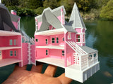 Small COLOR N-Scale Miniature Opening “The Pink Palace” Victorian House (1:150 Scale) with HINGE