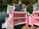 Small COLOR N-Scale Miniature Opening “The Pink Palace” Victorian House (1:150 Scale) with HINGE