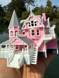 Small COLOR N-Scale Miniature Opening “The Pink Palace” Victorian House (1:150 Scale) with HINGE