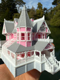 Small COLOR N-Scale Miniature Opening “The Pink Palace” Victorian House (1:150 Scale) with HINGE