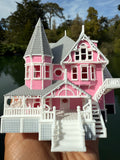 Small COLOR N-Scale Miniature Opening “The Pink Palace” Victorian House (1:150 Scale) with HINGE