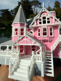 Small COLOR N-Scale Miniature Opening “The Pink Palace” Victorian House (1:150 Scale) with HINGE