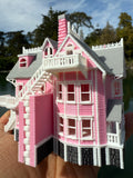 Small COLOR N-Scale Miniature Opening “The Pink Palace” Victorian House (1:150 Scale) with HINGE