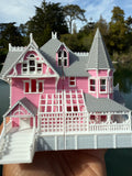Small COLOR N-Scale Miniature Opening “The Pink Palace” Victorian House (1:150 Scale) with HINGE