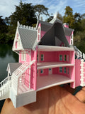 Small COLOR N-Scale Miniature Opening “The Pink Palace” Victorian House (1:150 Scale) with HINGE