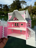 Small COLOR N-Scale Miniature Opening “The Pink Palace” Victorian House (1:150 Scale) with HINGE