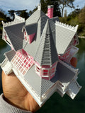 Small COLOR N-Scale Miniature Opening “The Pink Palace” Victorian House (1:150 Scale) with HINGE