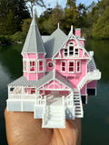 Small COLOR N-Scale Miniature Opening “The Pink Palace” Victorian House (1:150 Scale) with HINGE