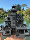 Opening Miniature N-Scale Practical Magic Victorian House Assembled with Hinge Sparkle Black