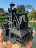 Opening Miniature N-Scale Practical Magic Victorian House Assembled with Hinge Sparkle Black