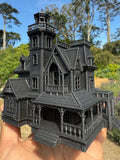 Opening Miniature N-Scale Practical Magic Victorian House Assembled with Hinge Sparkle Black