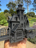 Opening Miniature N-Scale Practical Magic Victorian House Assembled with Hinge Sparkle Black