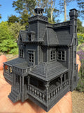 Opening Miniature N-Scale Practical Magic Victorian House Assembled with Hinge Sparkle Black