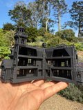 Opening Miniature N-Scale Practical Magic Victorian House Assembled with Hinge Sparkle Black