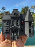 Opening Miniature #38 Galaxy Black N-Scale Neibolt House IT Victorian Mansion Built Assembled with Hinge