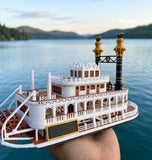 COLOR “The Riverbelle” - Miniature HO Scale Old West Steamboat Paddlewheeler Riverboat Built Train Layout