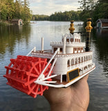 COLOR “The Riverbelle” - Miniature HO Scale Old West Steamboat Paddlewheeler Riverboat Built Train Layout