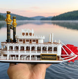 COLOR “The Riverbelle” - Miniature HO Scale Old West Steamboat Paddlewheeler Riverboat Built Train Layout