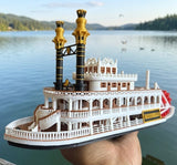 COLOR “The Riverbelle” - Miniature HO Scale Old West Steamboat Paddlewheeler Riverboat Built Train Layout