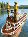 COLOR “The Riverbelle” - Miniature HO Scale Old West Steamboat Paddlewheeler Riverboat Built Train Layout