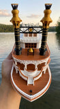 COLOR “The Riverbelle” - Miniature HO Scale Old West Steamboat Paddlewheeler Riverboat Built Train Layout