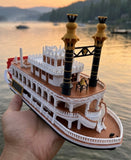 COLOR “The Riverbelle” - Miniature HO Scale Old West Steamboat Paddlewheeler Riverboat Built Train Layout