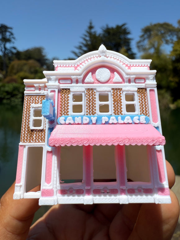 Miniature COLOR N-Scale Victorian Main Street Candy Palace Store w/Interiors Assembled 1:160 by Gold Rush Bay