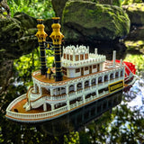 COLOR “The Riverbelle” - Miniature HO Scale Old West Steamboat Paddlewheeler Riverboat Built Train Layout