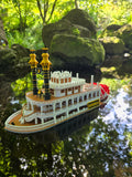 COLOR “The Riverbelle” - Miniature HO Scale Old West Steamboat Paddlewheeler Riverboat Built Train Layout