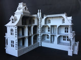 Gray Miniature Haunted Halloween House/Mansion Victorian House 1:87 HO Scale