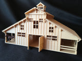 Miniature HO Scale Old West #6 Frontier Wood Livery Barn Stables Assembled w/ Interiors