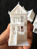 N-Scale Set of 4 Miniature Victorian Painted Ladies White Houses Assembled 1:160