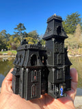 Small Black Miniature #37 N-Scale Addams Family Mansion Wednesday Victorian House Built