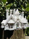 Miniature HO-Scale English Manor Castle Tudor Hall White 1:87 Miniature Model by Gold Rush Bay