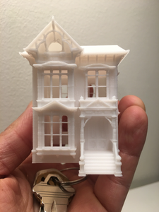 N-Scale White Built Victorian Miniature #2 Stick Style House Model Train 1:160