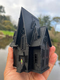 Small Black Miniature N-Scale Gru Villain Victorian Gothic House Minion Mansion Built